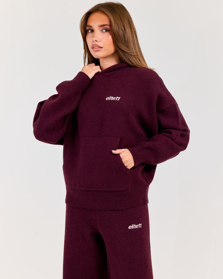 Winter Knit Hoodie - Plum