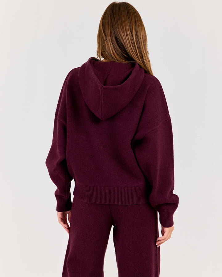 Winter Knit Hoodie - Plum