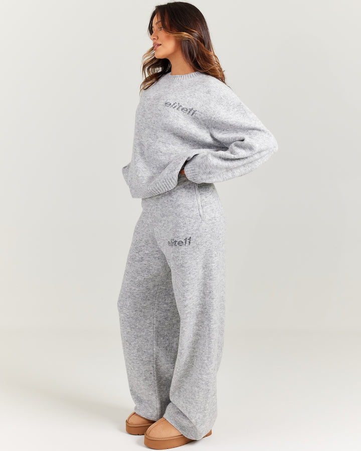Elite 11 Knitted Wide Leg Pants - Grey Marle