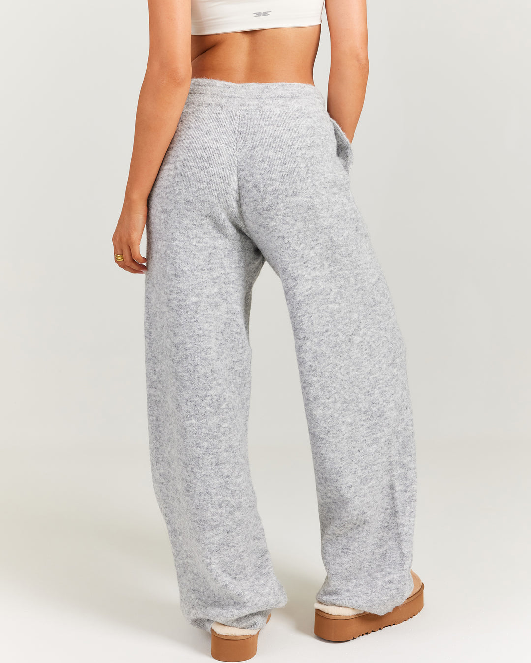Elite 11 Knitted Wide Leg Pants - Grey Marle
