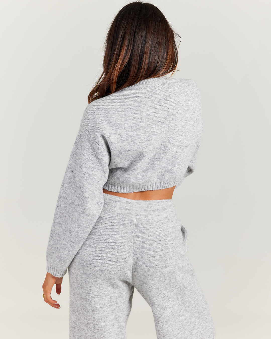 Elite 11 Knitted Cropped Crewneck - Grey Marle