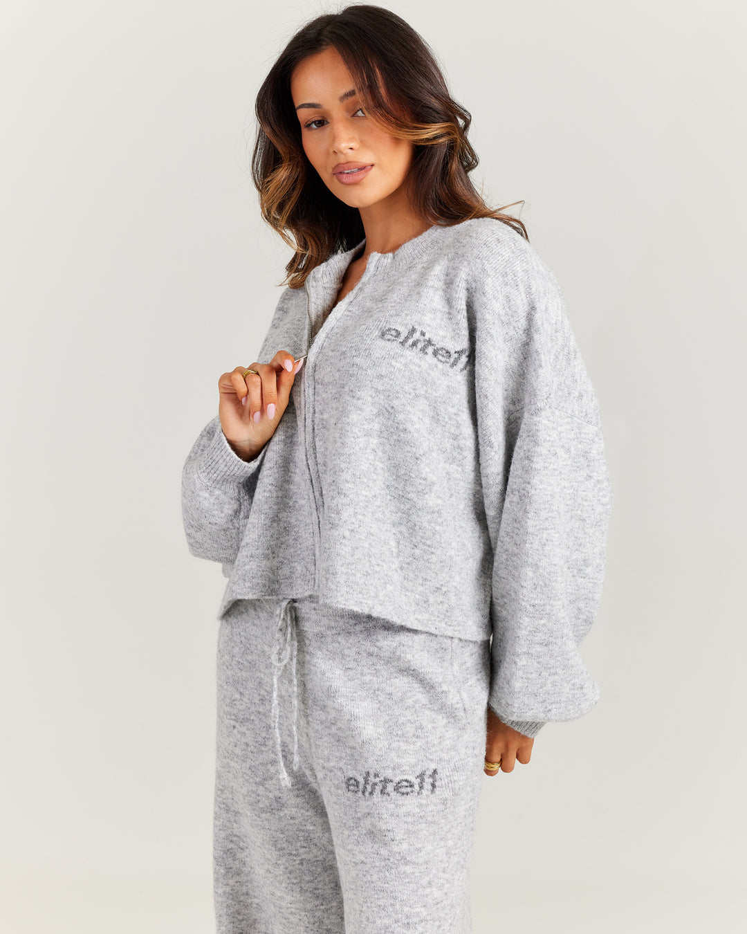 Elite 11 Knitted Zip Through - Grey Marle