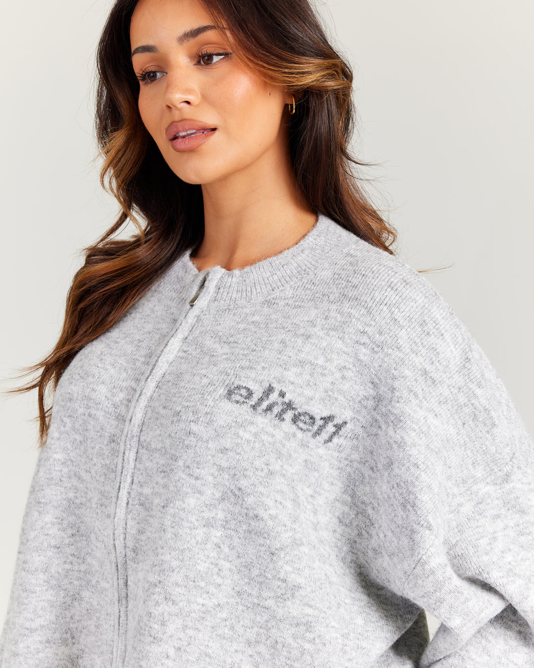 Elite 11 Knitted Zip Through - Grey Marle