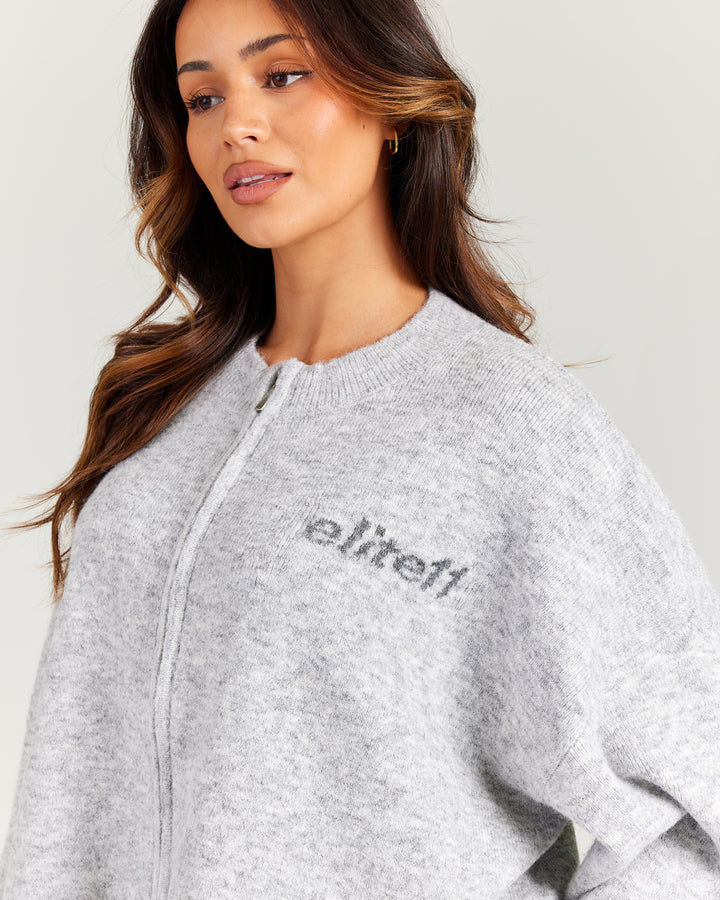 Elite 11 Knitted Zip Through - Grey Marle