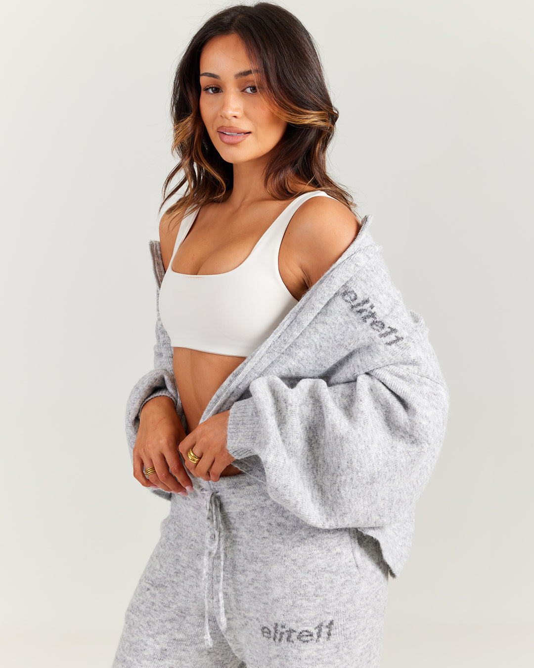 Elite 11 Knitted Zip Through - Grey Marle