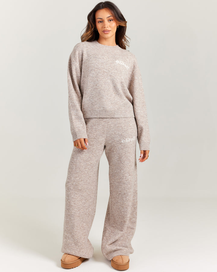 Elite 11 Knitted Wide Leg Pants - Taupe