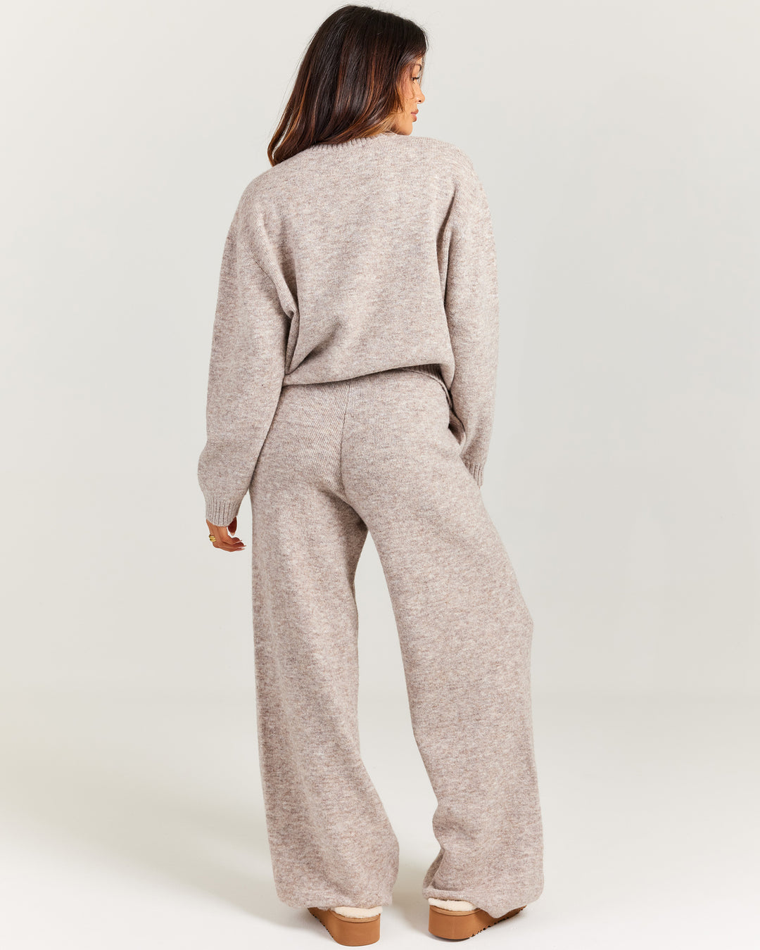 Elite 11 Knitted Wide Leg Pants - Taupe