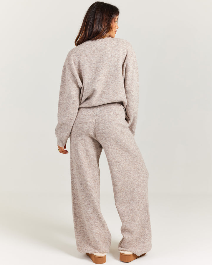 Elite 11 Knitted Wide Leg Pants - Taupe