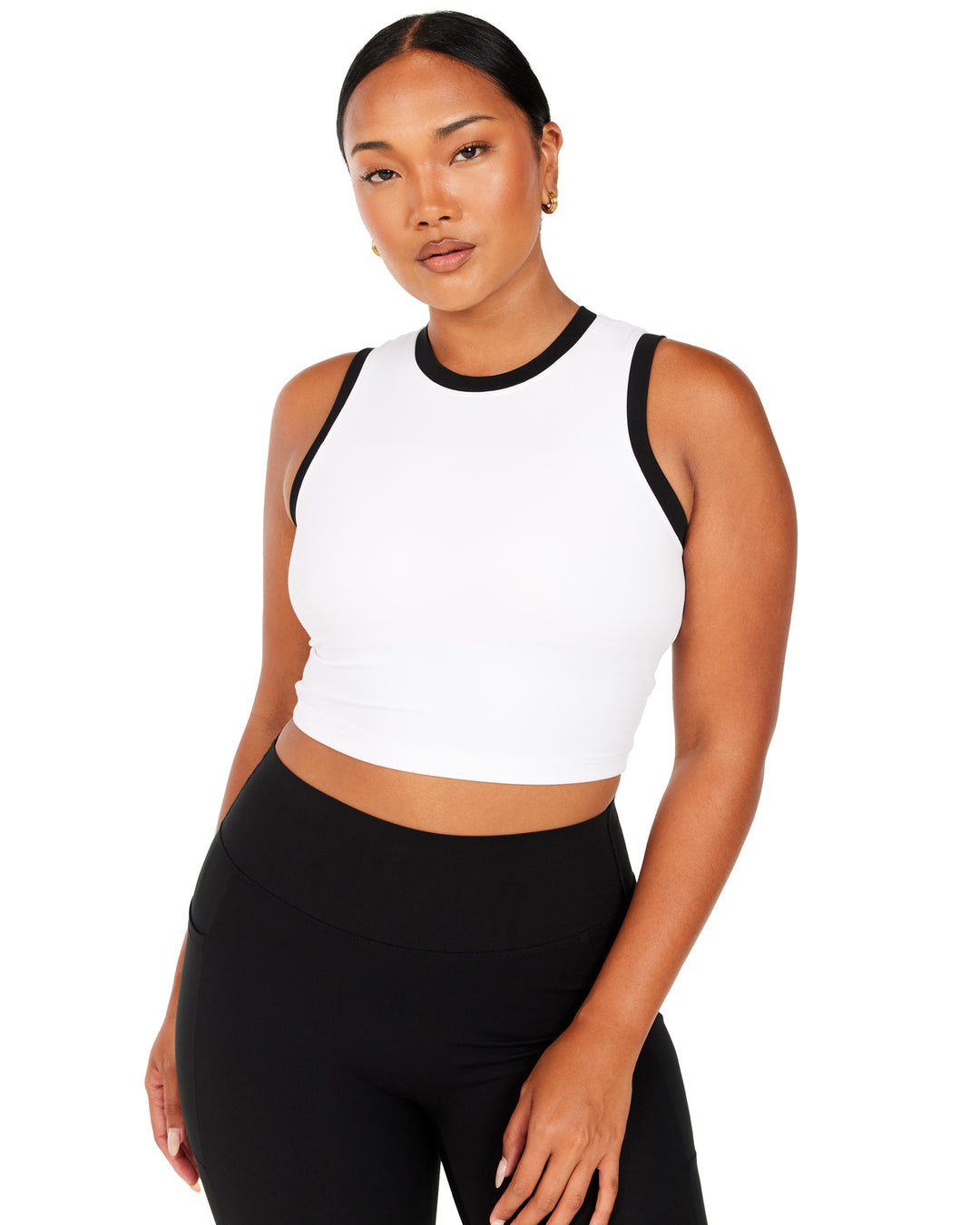 Aura Ringer Tank - White / Black