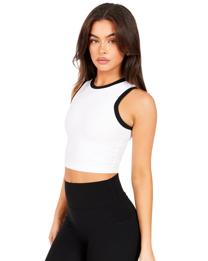 Aura Ringer Tank - White / Black