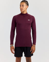Men's Elite Seamless 1/4 Zip - Dark Cherry