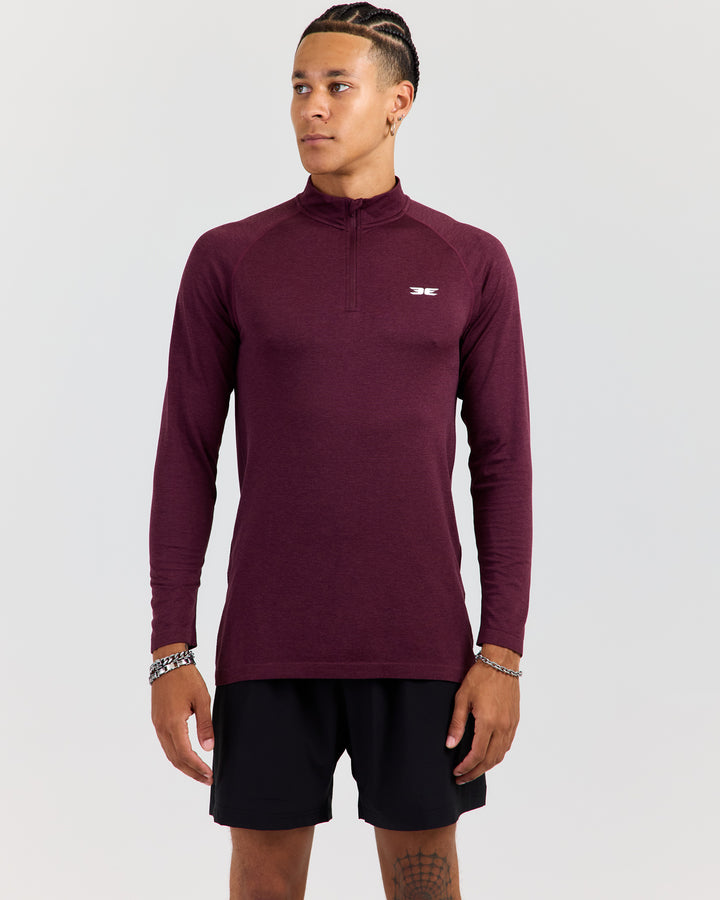 Men's Elite Seamless 1/4 Zip - Dark Cherry