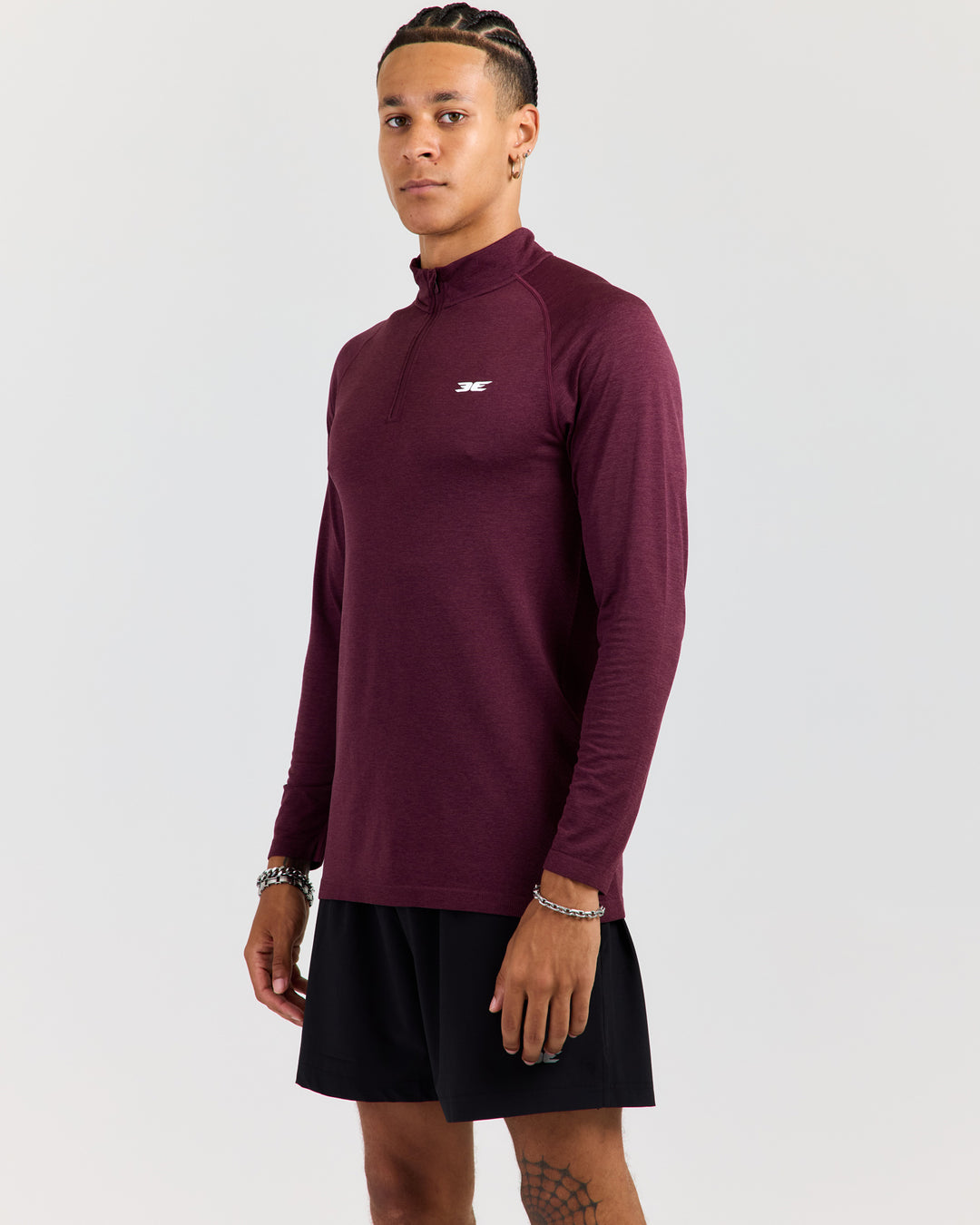 Men's Elite Seamless 1/4 Zip - Dark Cherry