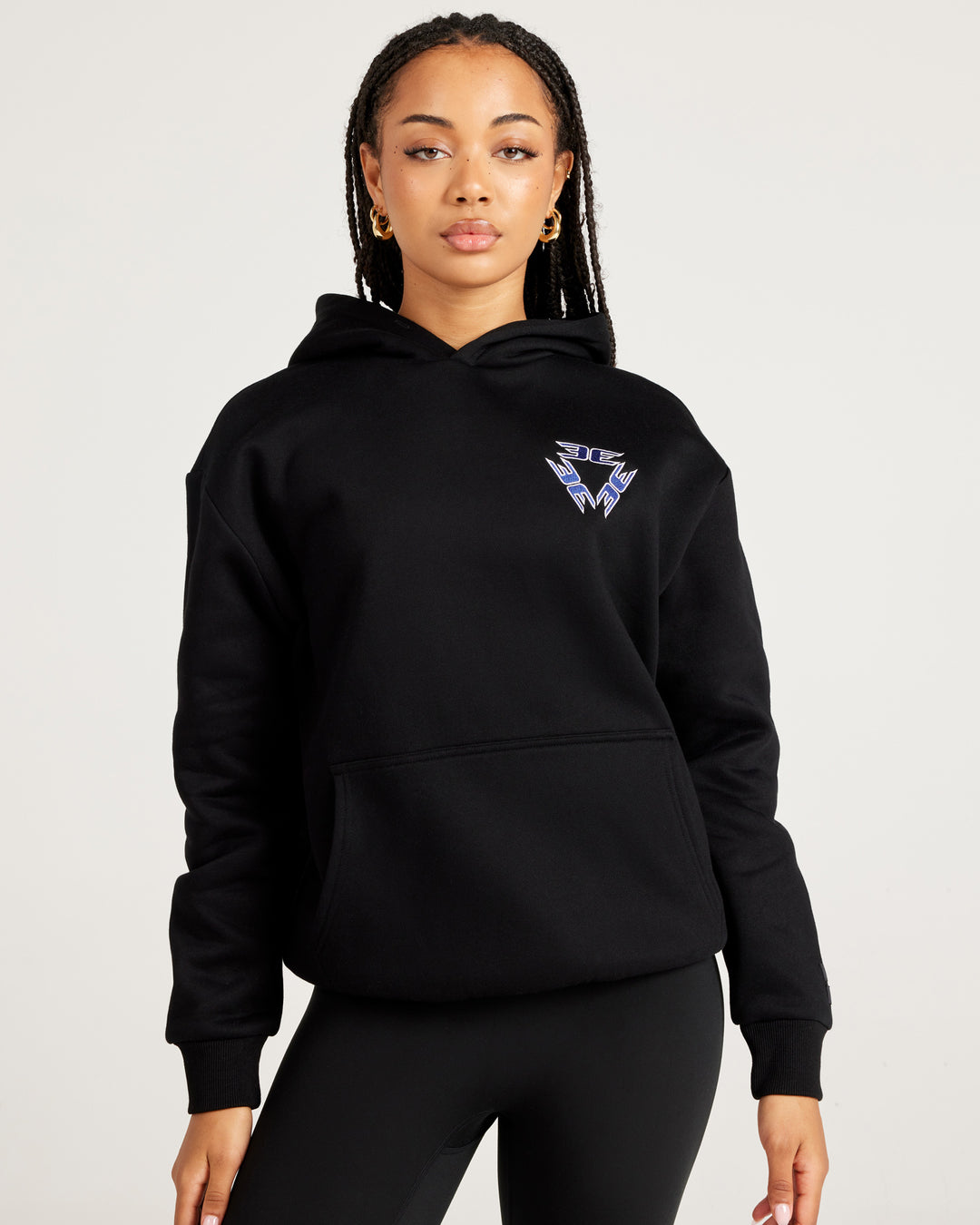Tri Logo Hoodie - Black / Blue