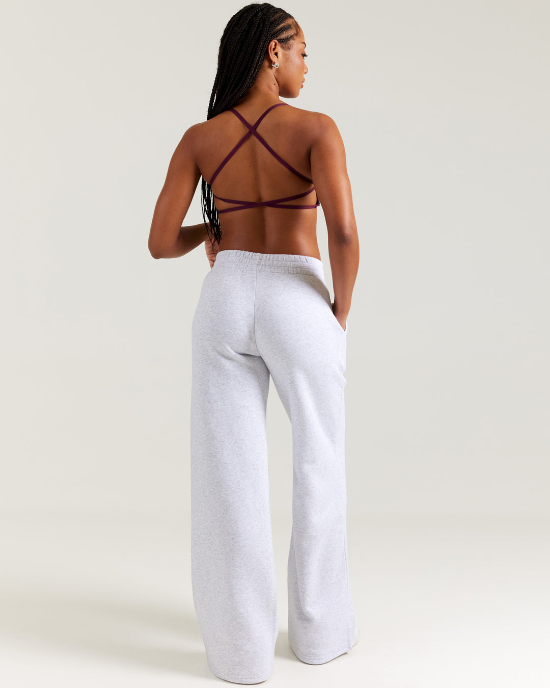 Omni Wide Leg Trackpants - Grey Marle/Cherry Cola