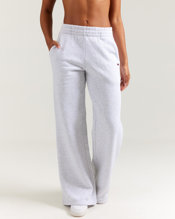 Omni Wide Leg Trackpants - Grey Marle/Cherry Cola