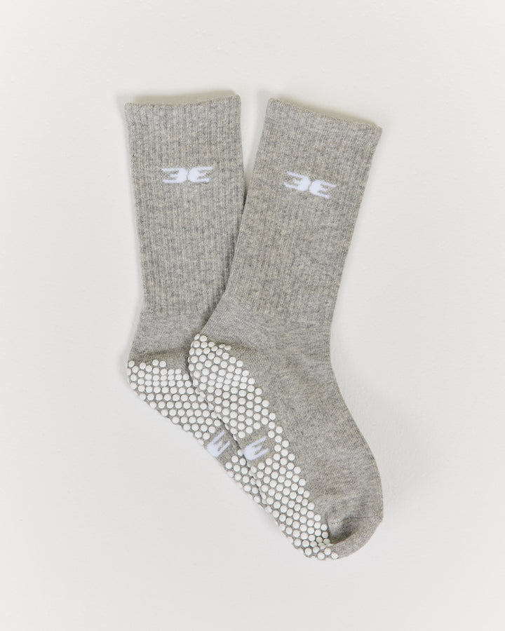 EE Crew Pilates Grip Socks - Grey/White