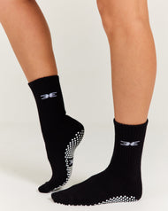 EE Crew Pilates Grip Socks - Black/White