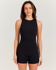 Aura Open Back Unitard - Black