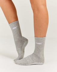 EE Crew Pilates Grip Socks - Grey/White
