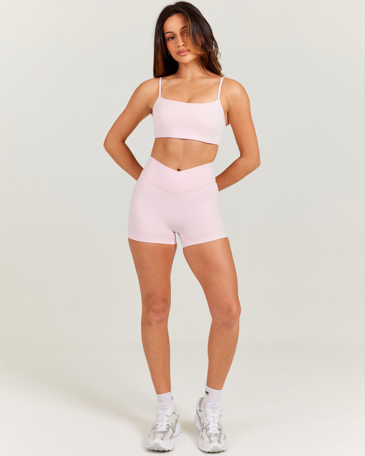Aura Micro Cross Over Shorts - Blush Pink