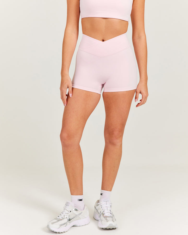 Aura Micro Cross Over Shorts - Blush Pink