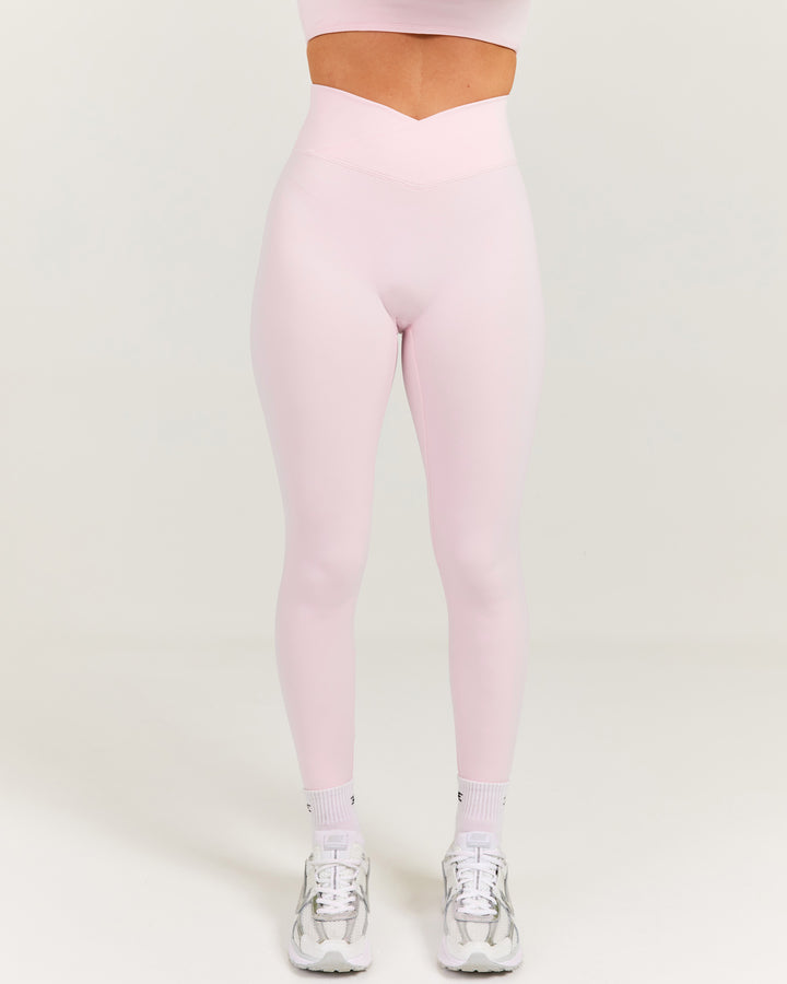 Cross Over Leggings - Blush Pink