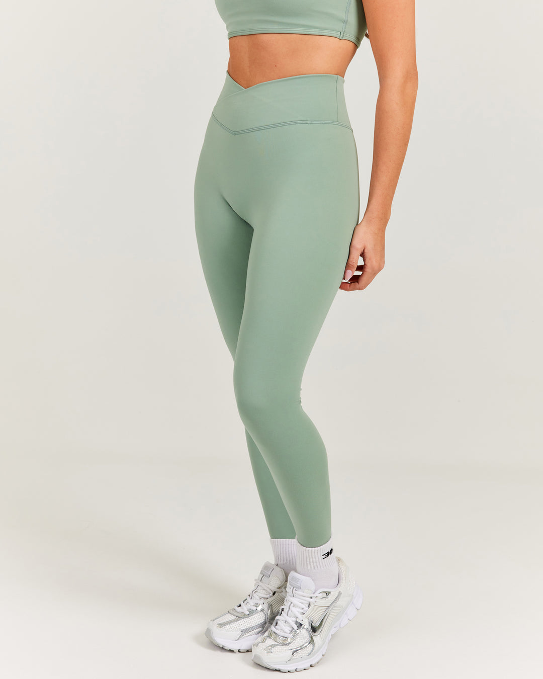 Cross Over Leggings - Dusty Sage