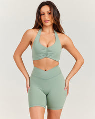 Halter Scrunch Bra - Dusty Sage