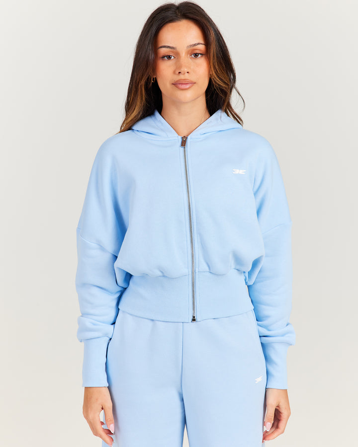 Omni Zip Through Hoodie - Light Blue