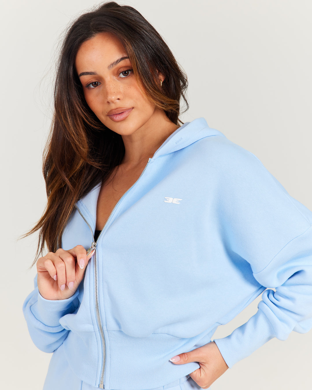 Omni Zip Through Hoodie - Light Blue