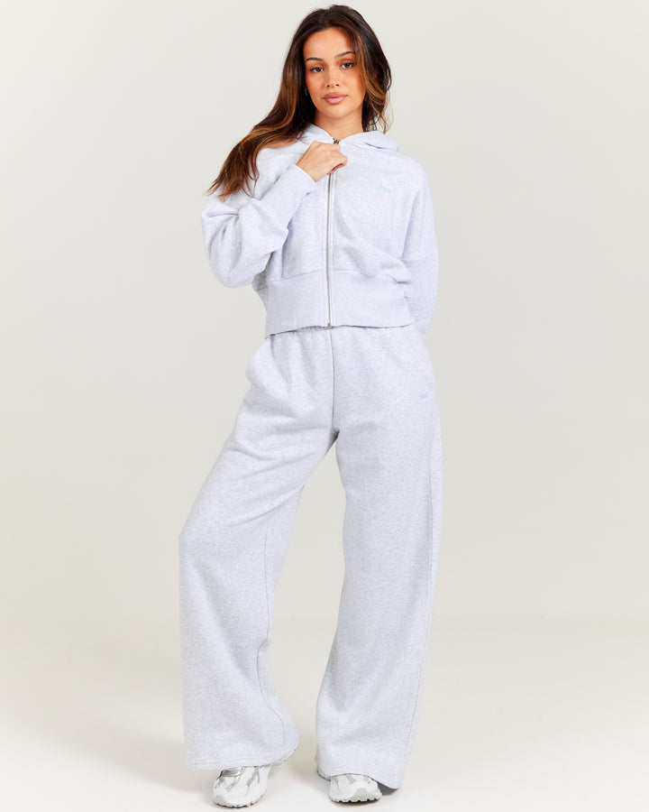 Omni Wide Leg Trackpants - Grey Marle/Light Blue