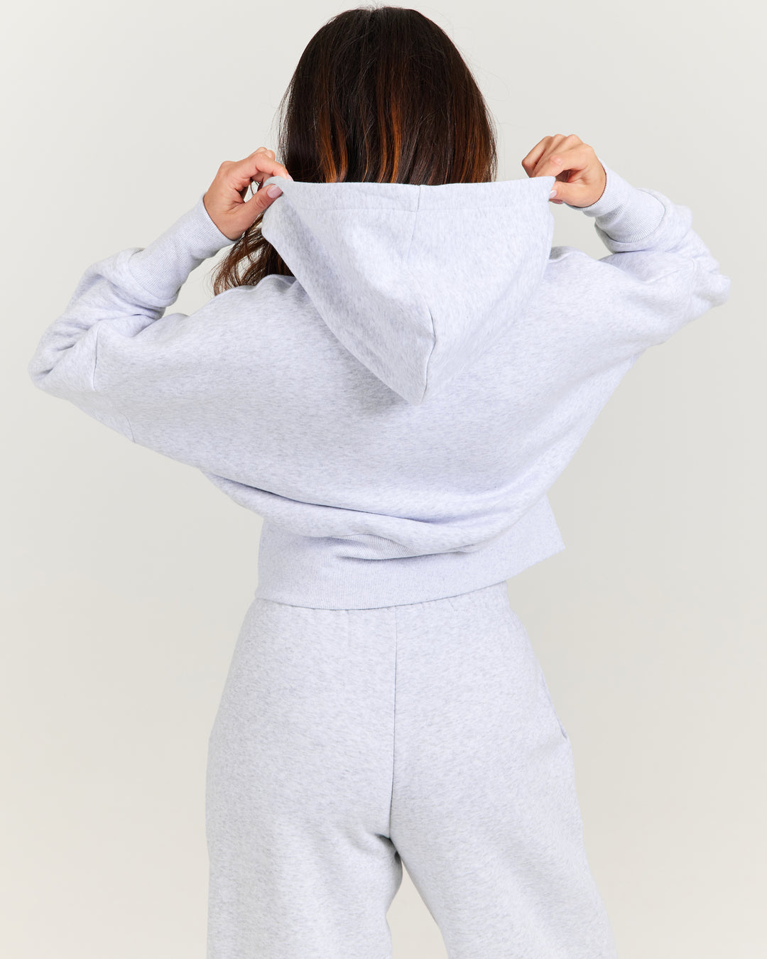 Omni Zip Through Hoodie - Grey Marle/Light Blue