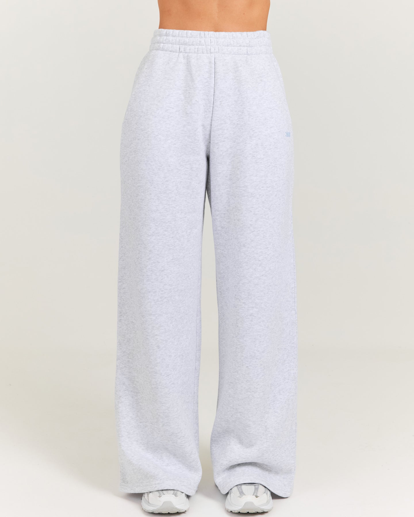 Omni Wide Leg Trackpants - Grey Marle/Light Blue