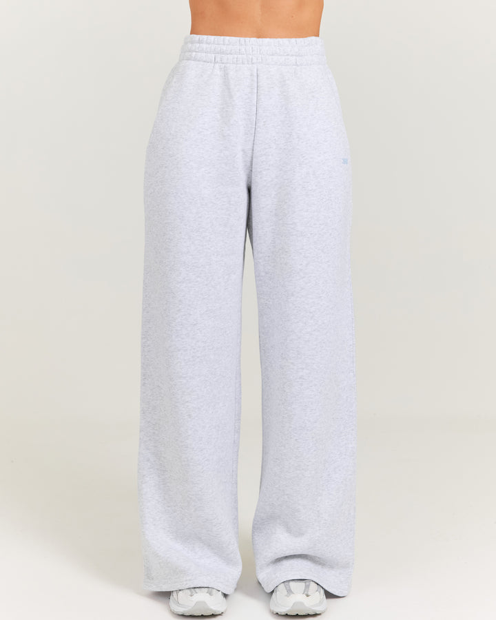 Omni Wide Leg Trackpants - Grey Marle/Light Blue
