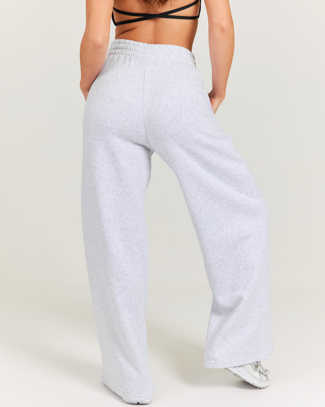 Omni Wide Leg Trackpants - Grey Marle/Light Blue