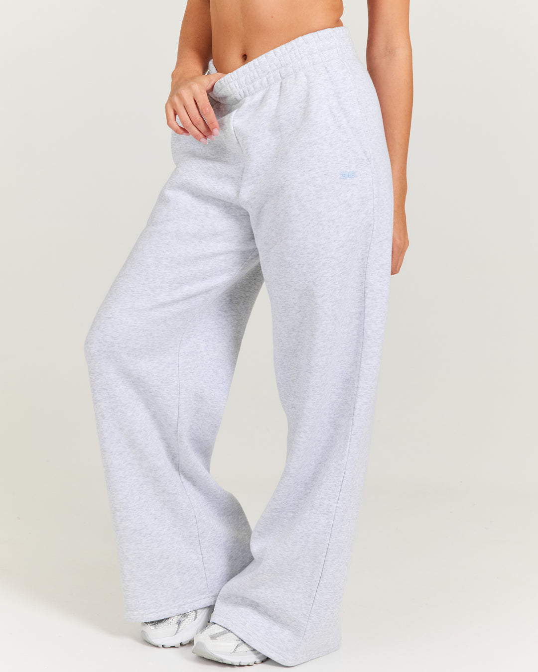Omni Wide Leg Trackpants - Grey Marle/Light Blue
