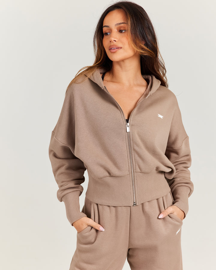 Omni Zip Through Hoodie - Toasted Cashew