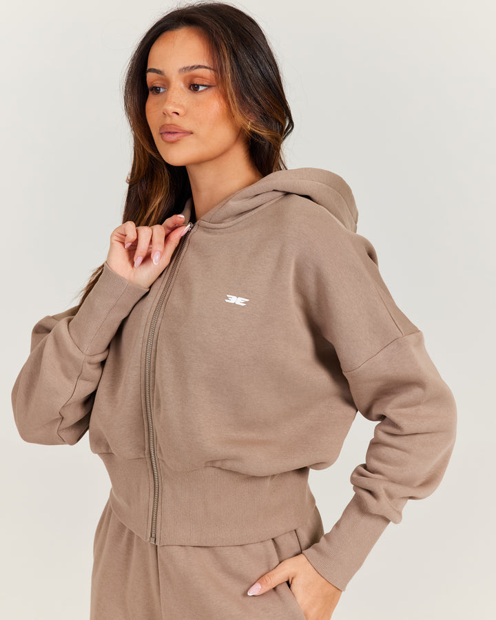 Omni Zip Through Hoodie - Toasted Cashew