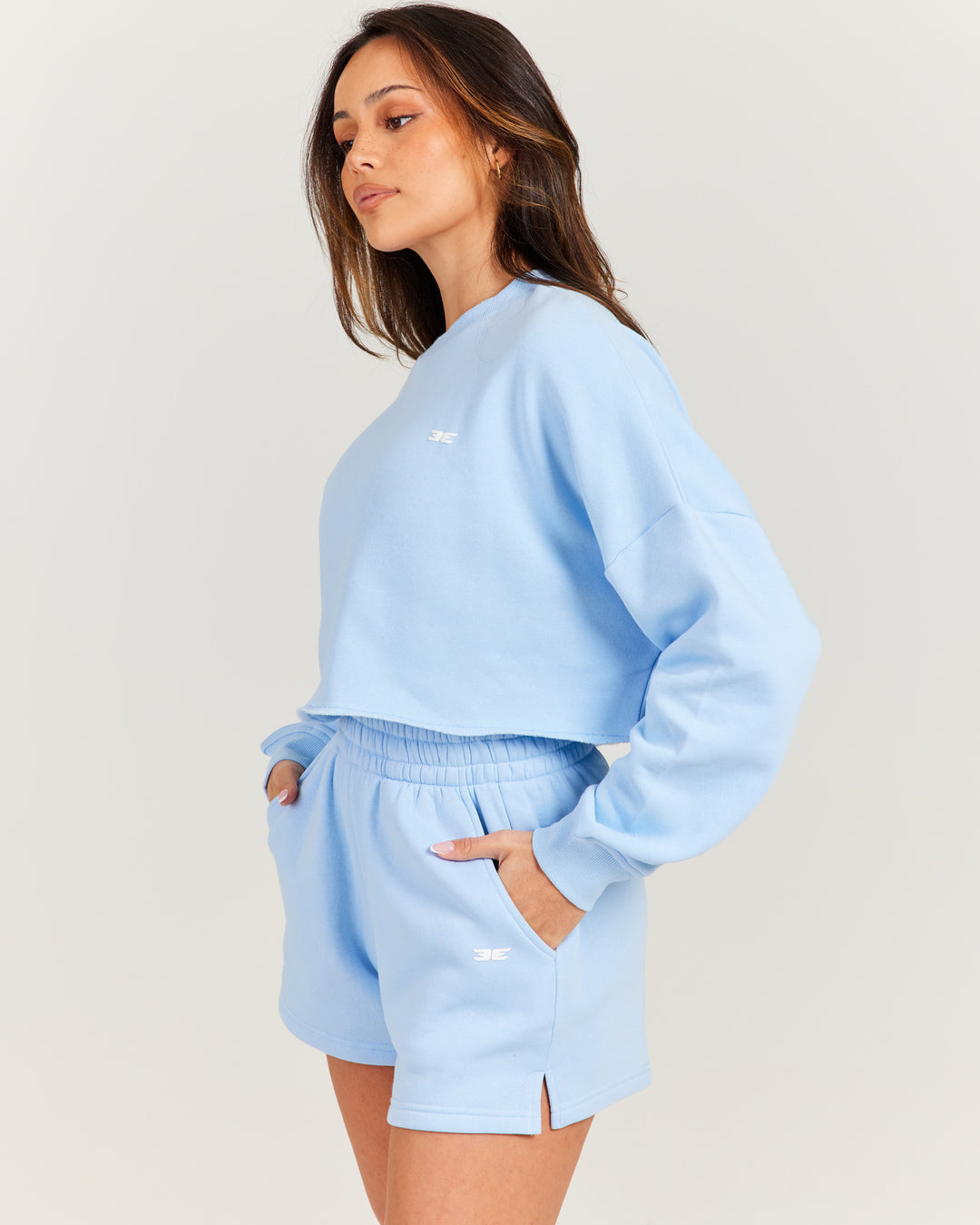 Omni Cropped Crewneck - Light Blue