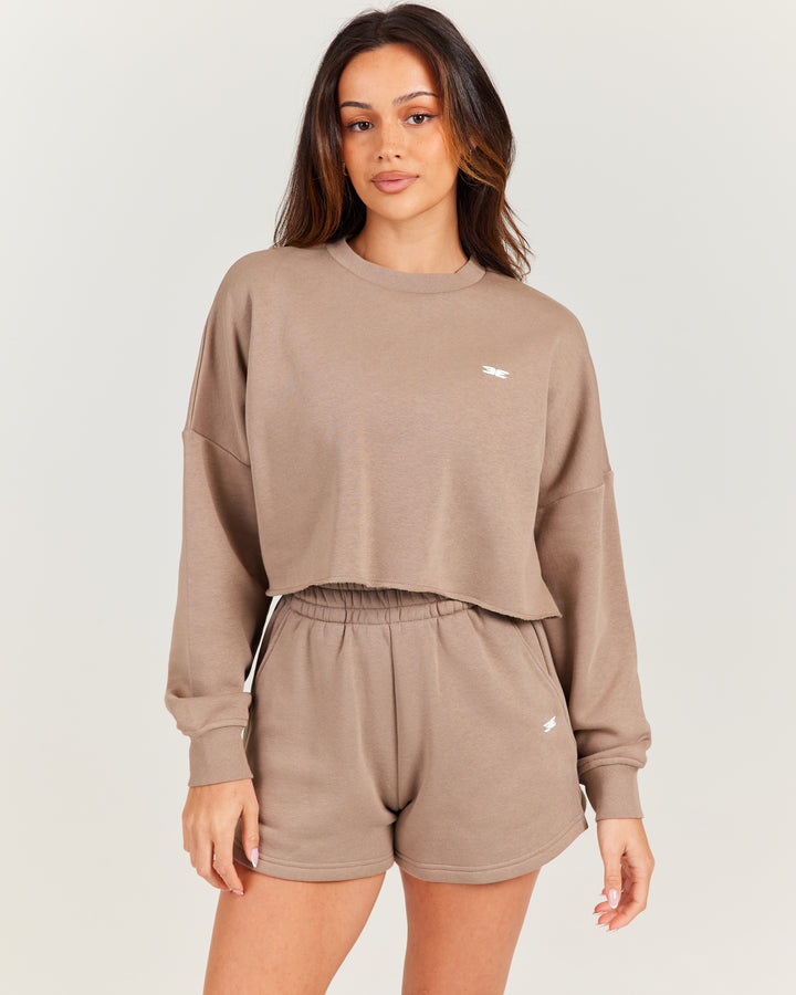 Omni Cropped Crewneck - Toasted Cashew