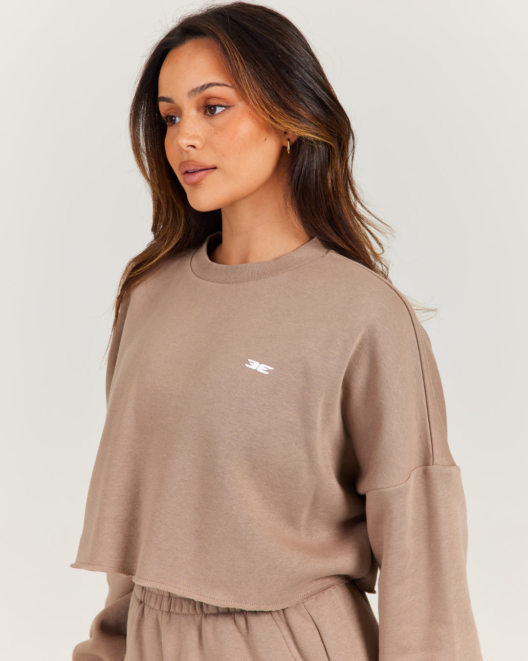 Omni Cropped Crewneck - Toasted Cashew