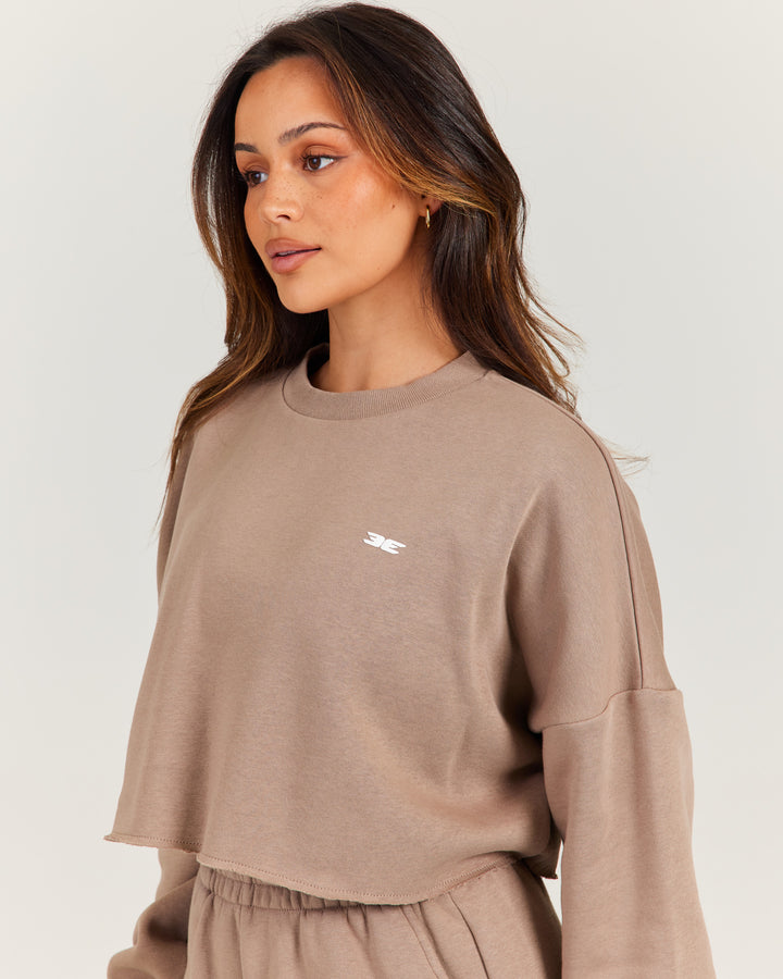 Omni Cropped Crewneck - Toasted Cashew