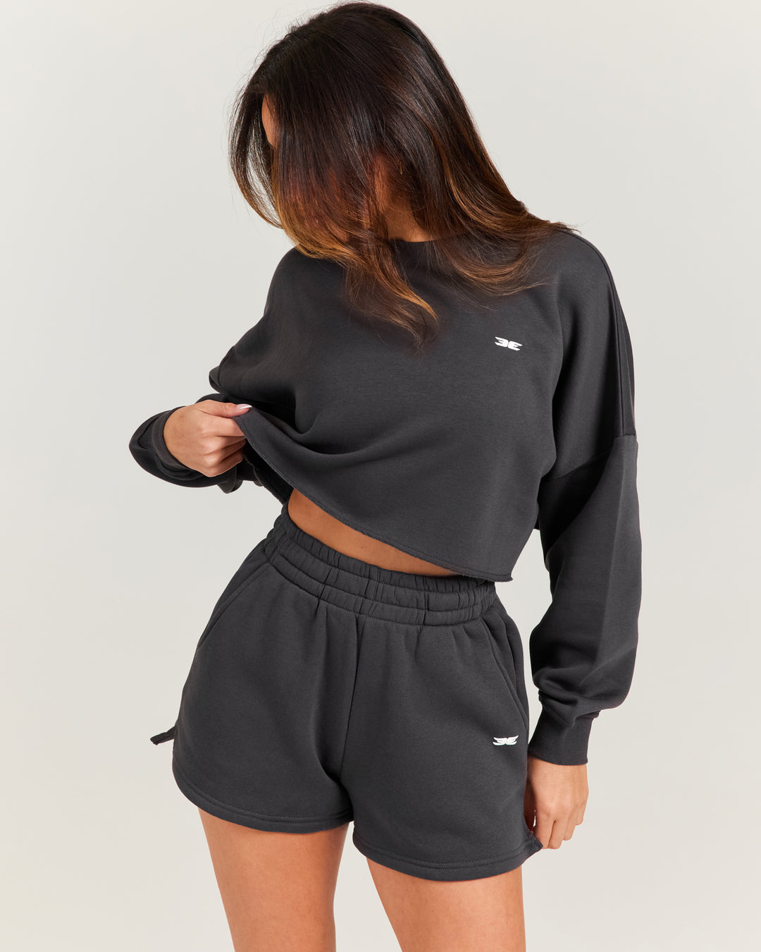 Omni Cropped Crewneck - Charcoal