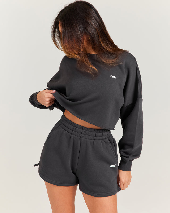 Omni Cropped Crewneck - Charcoal