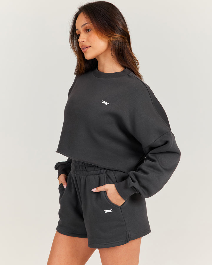 Omni Cropped Crewneck - Charcoal