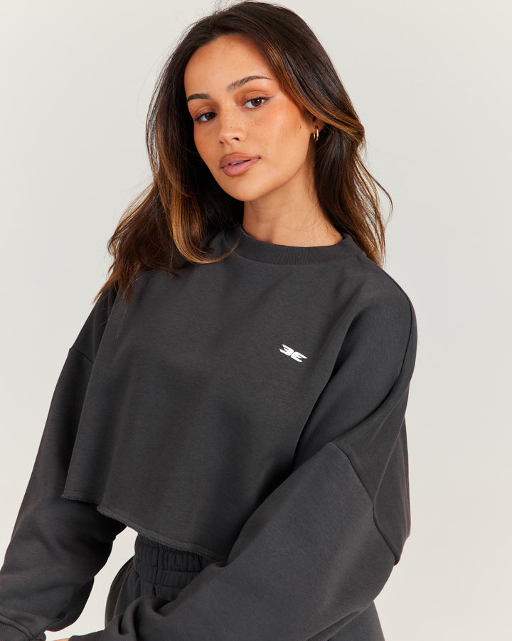 Omni Cropped Crewneck - Charcoal