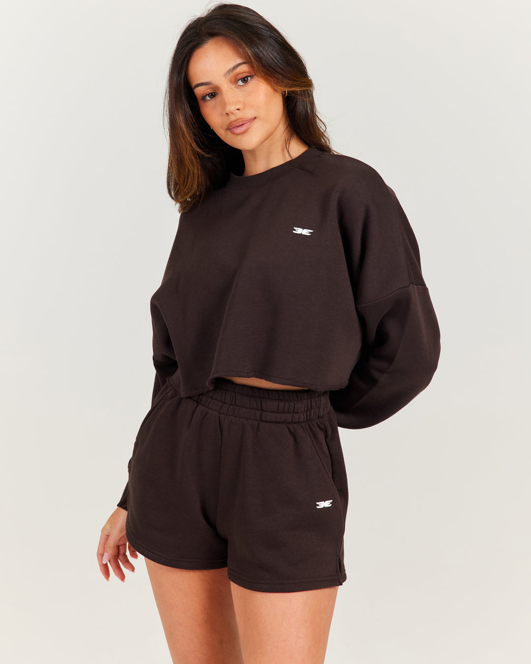 Omni Cropped Crewneck - Coffee Bean