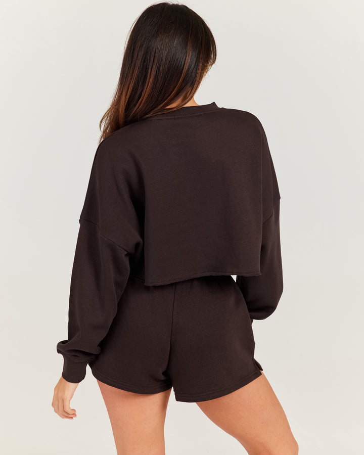 Omni Cropped Crewneck - Coffee Bean