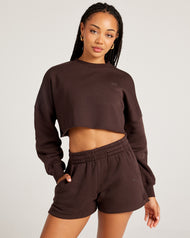 Omni Cropped Crewneck - Espresso